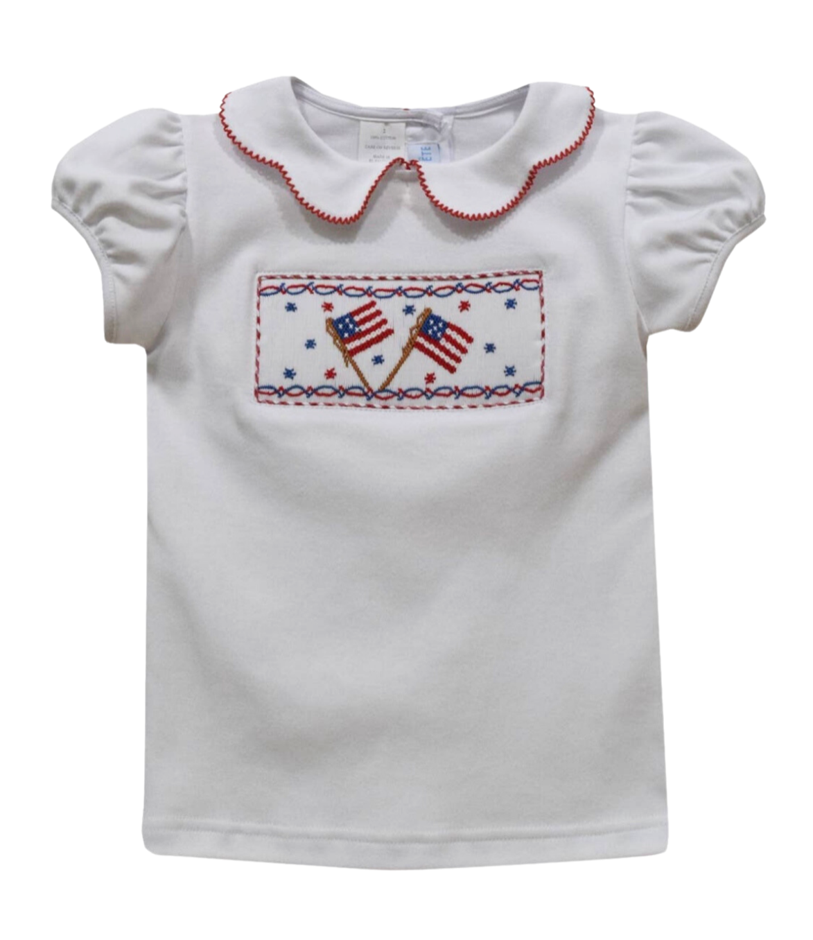 Flags & Fireworks Puff Sleeve Girls T-Shirt