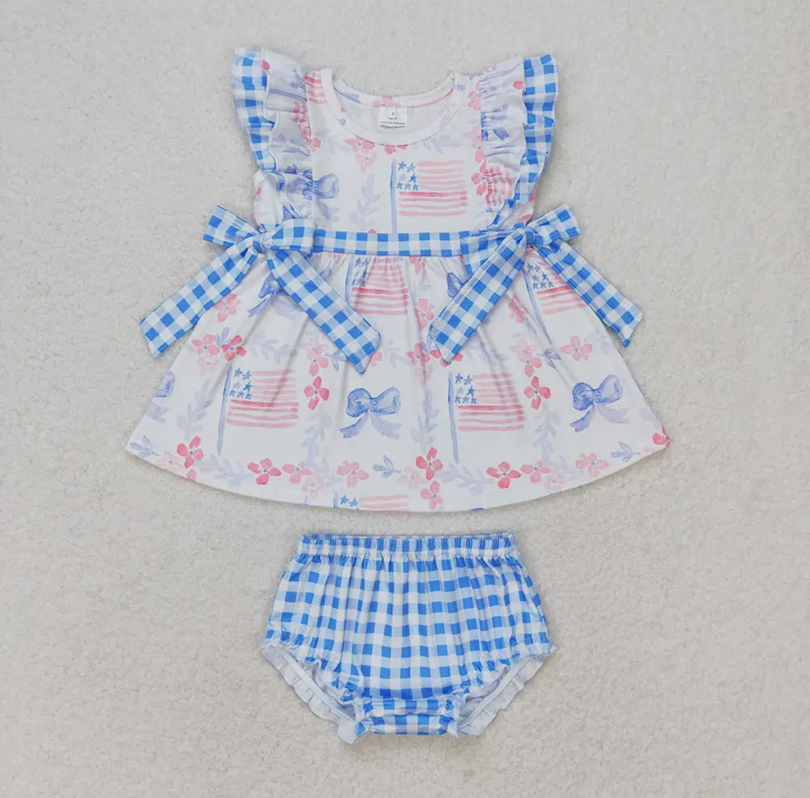 Flags Gingham Bow Bloomer Set