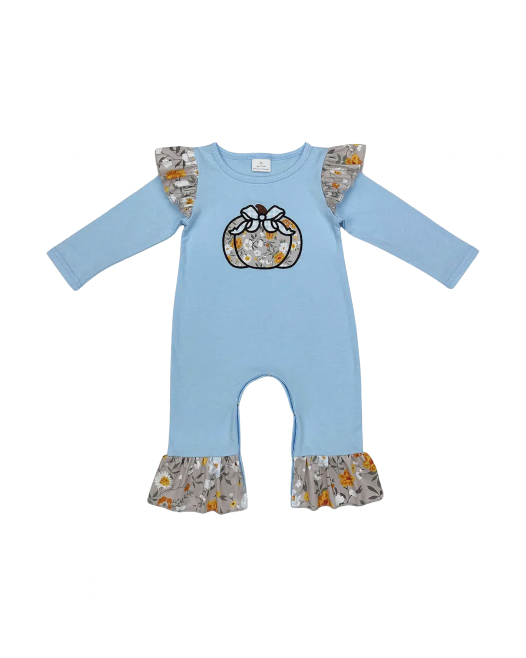 Blue Floral Pumpkin Romper