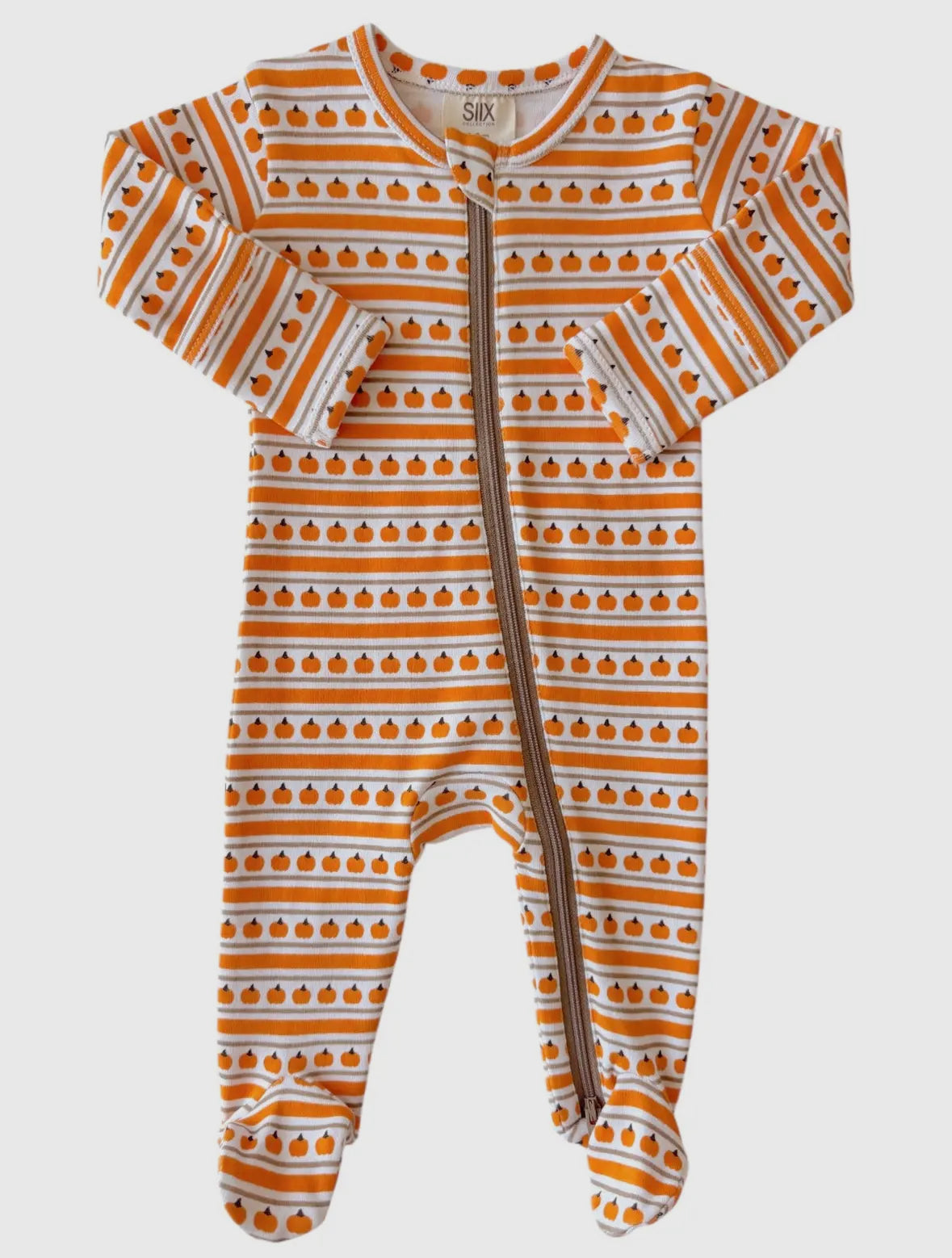 Pumpkin Stripe - Zip Footie