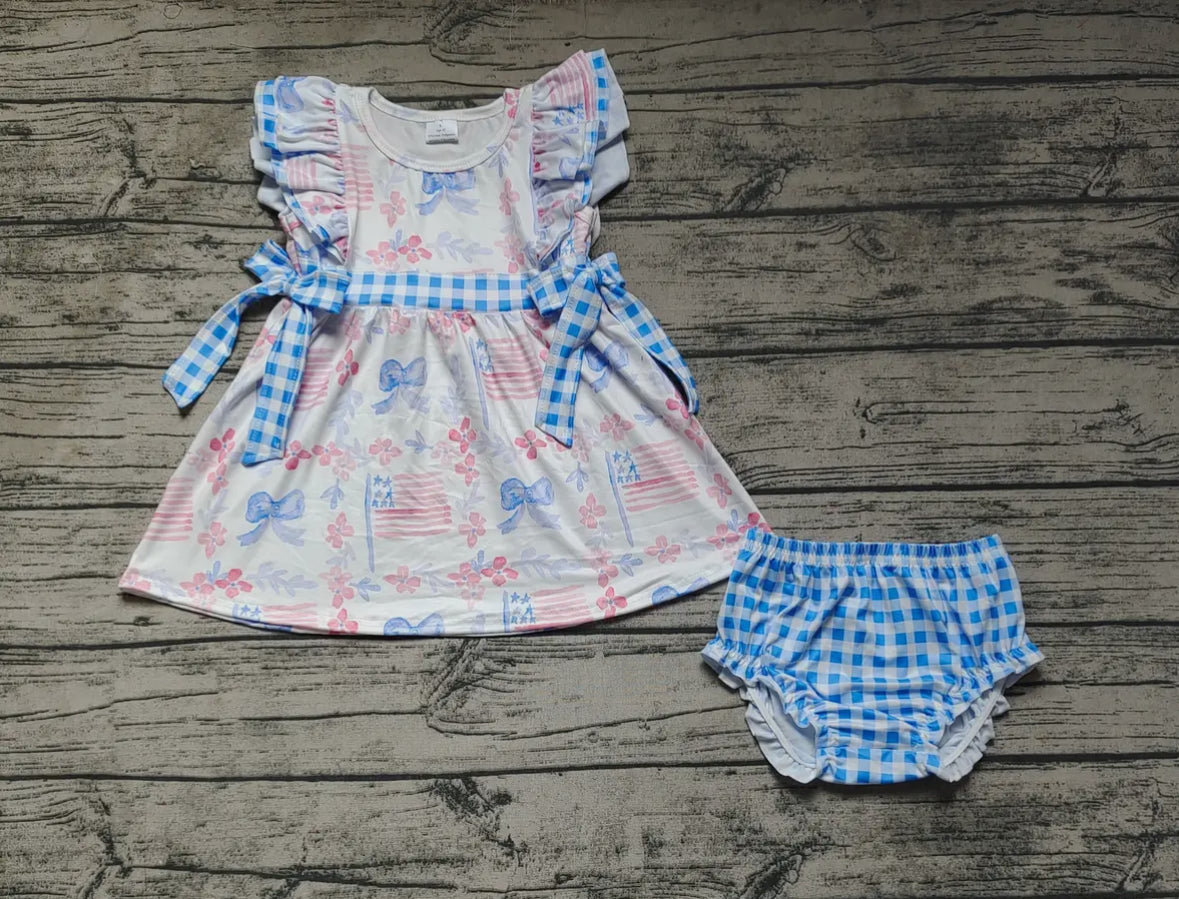 Flags Gingham Bow Bloomer Set