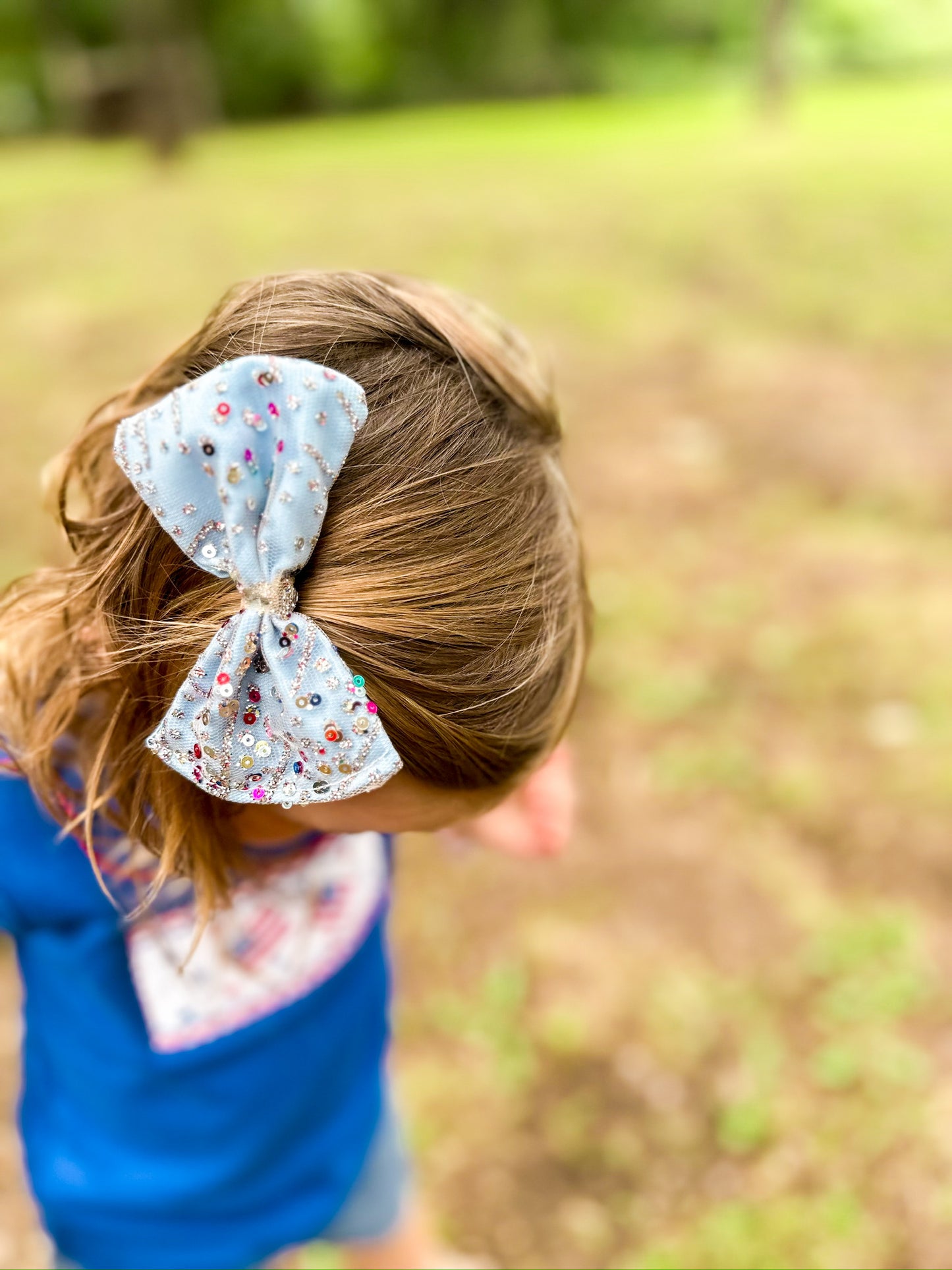 Flags & Fireworks Royal Blue Scallop Collar Girls Top