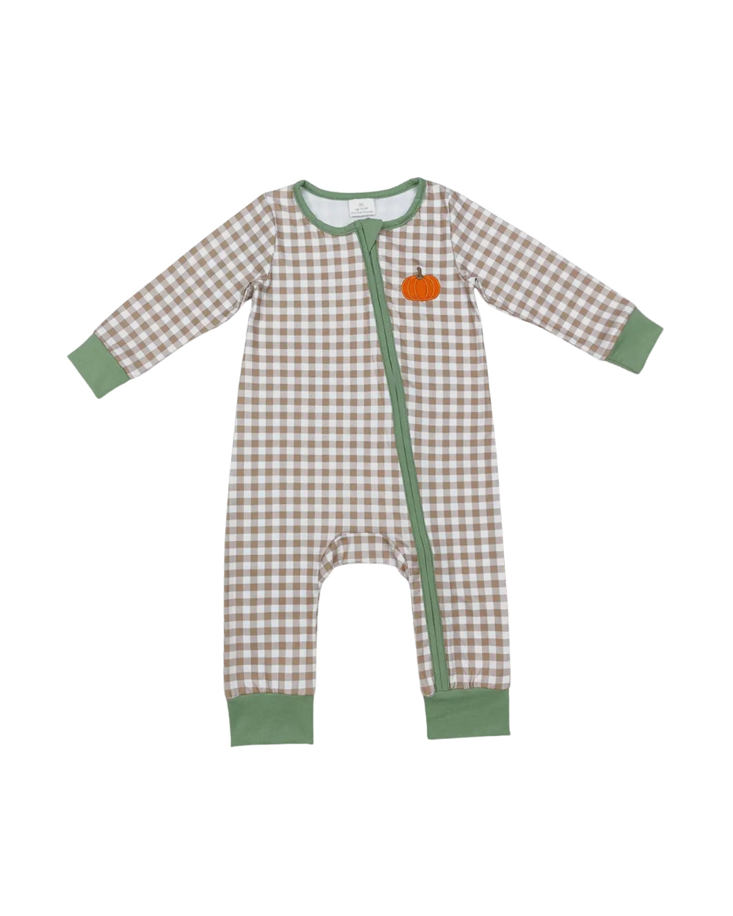 Fall Checkered Pumpkin Onesie