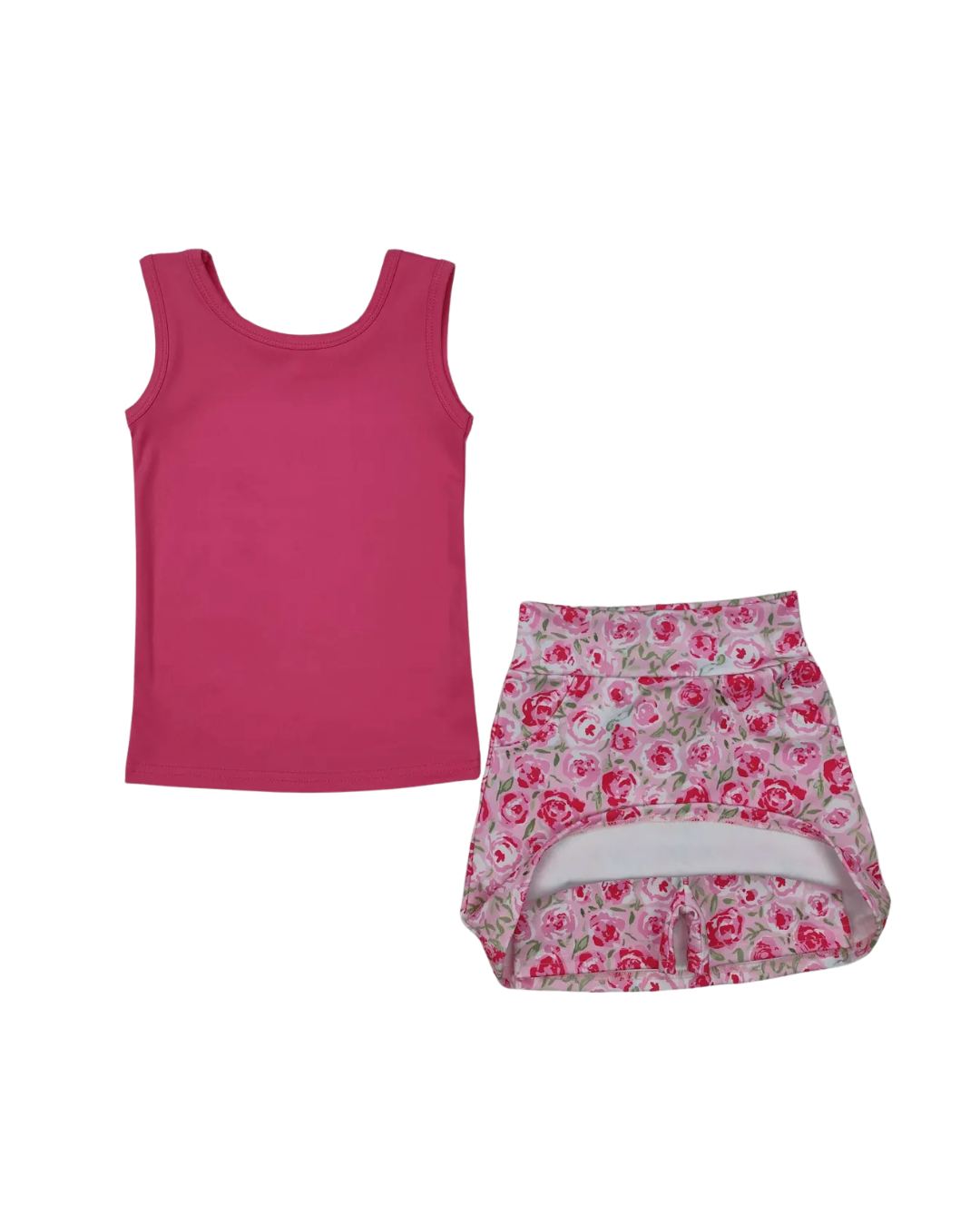 Pink Flower Skirt Set