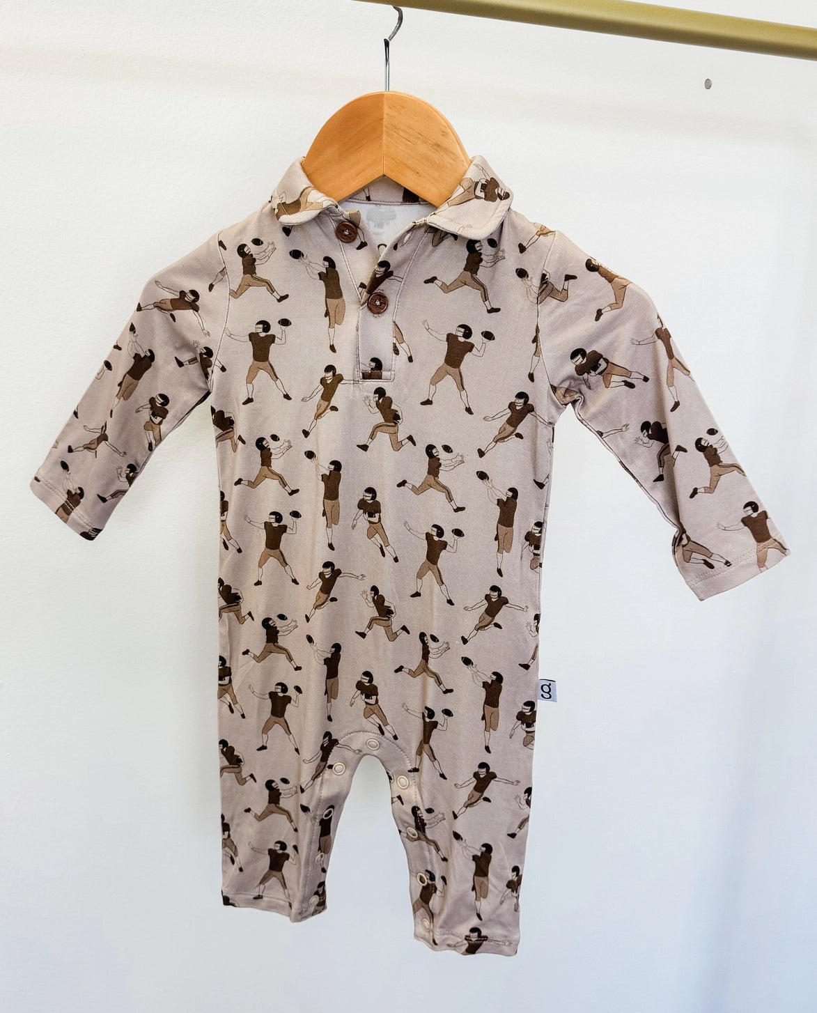 Football Long Sleeve Polo Romper