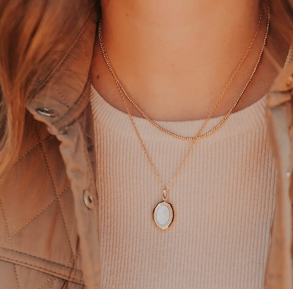 Isabelle Locket Necklace: Silver, 17.5"