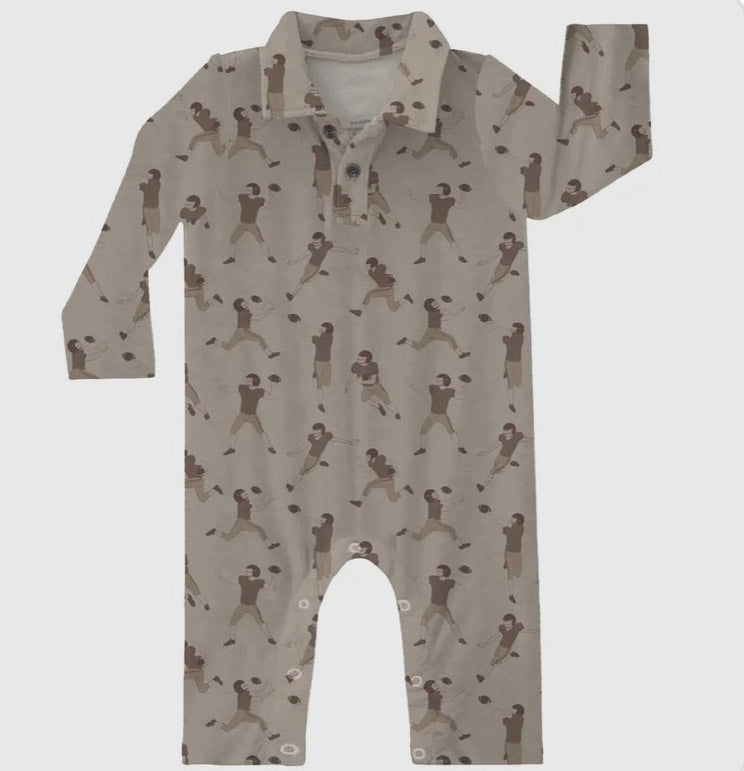Football Long Sleeve Polo Romper