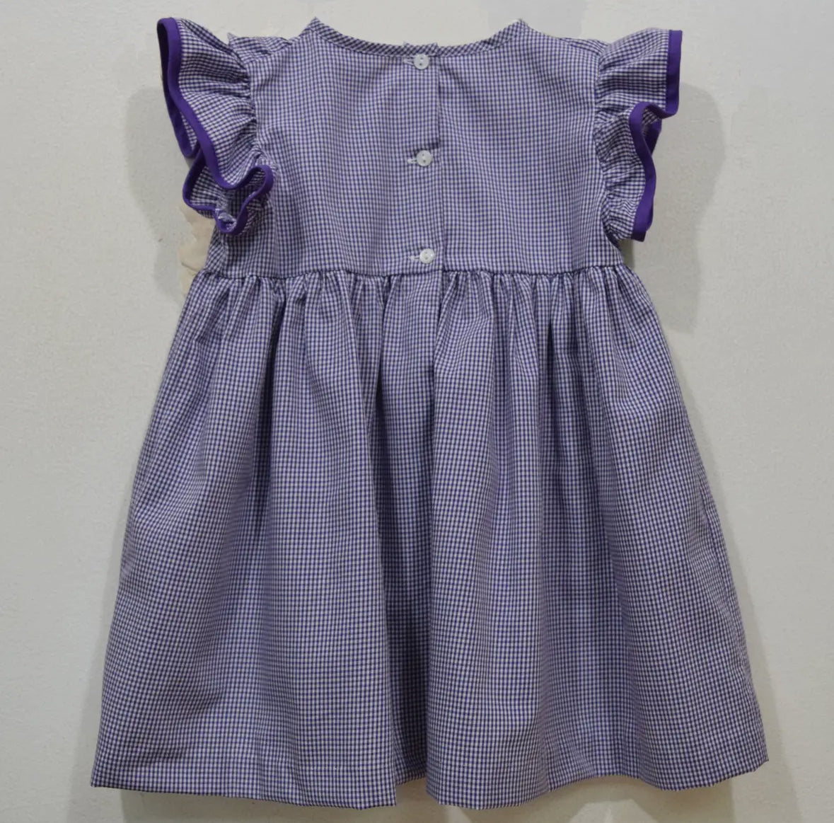 TCU Embroidered Ruffle Dress