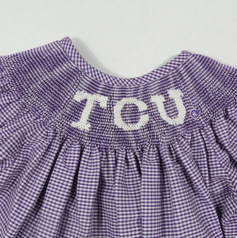 TCU Smocked Bishop Dress