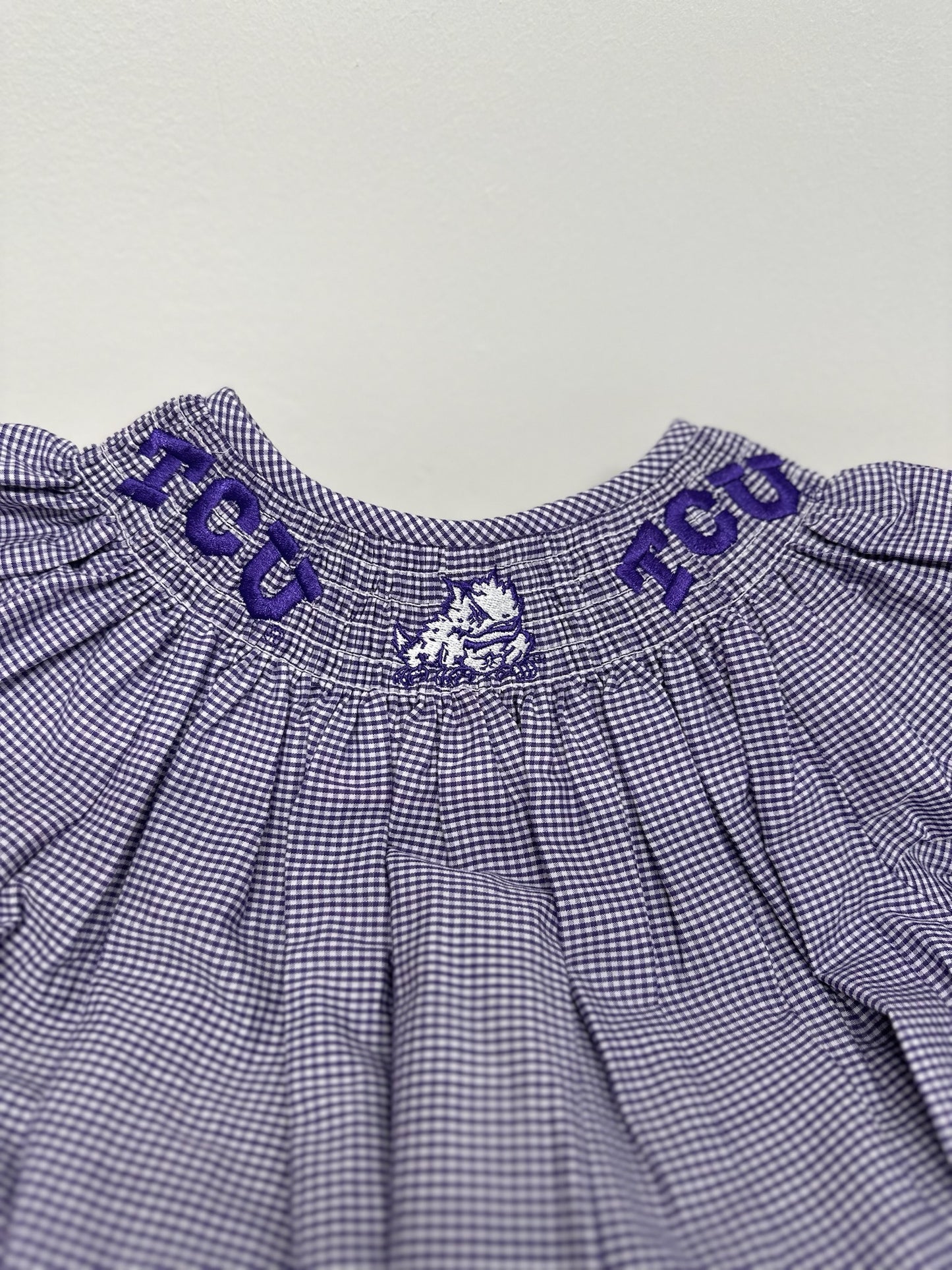 TCU Embroidered Smocked Bishop Dress