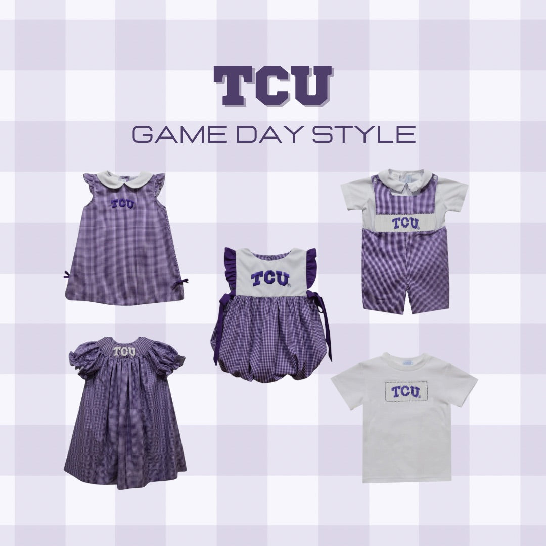 TCU Smocked Bishop Dress