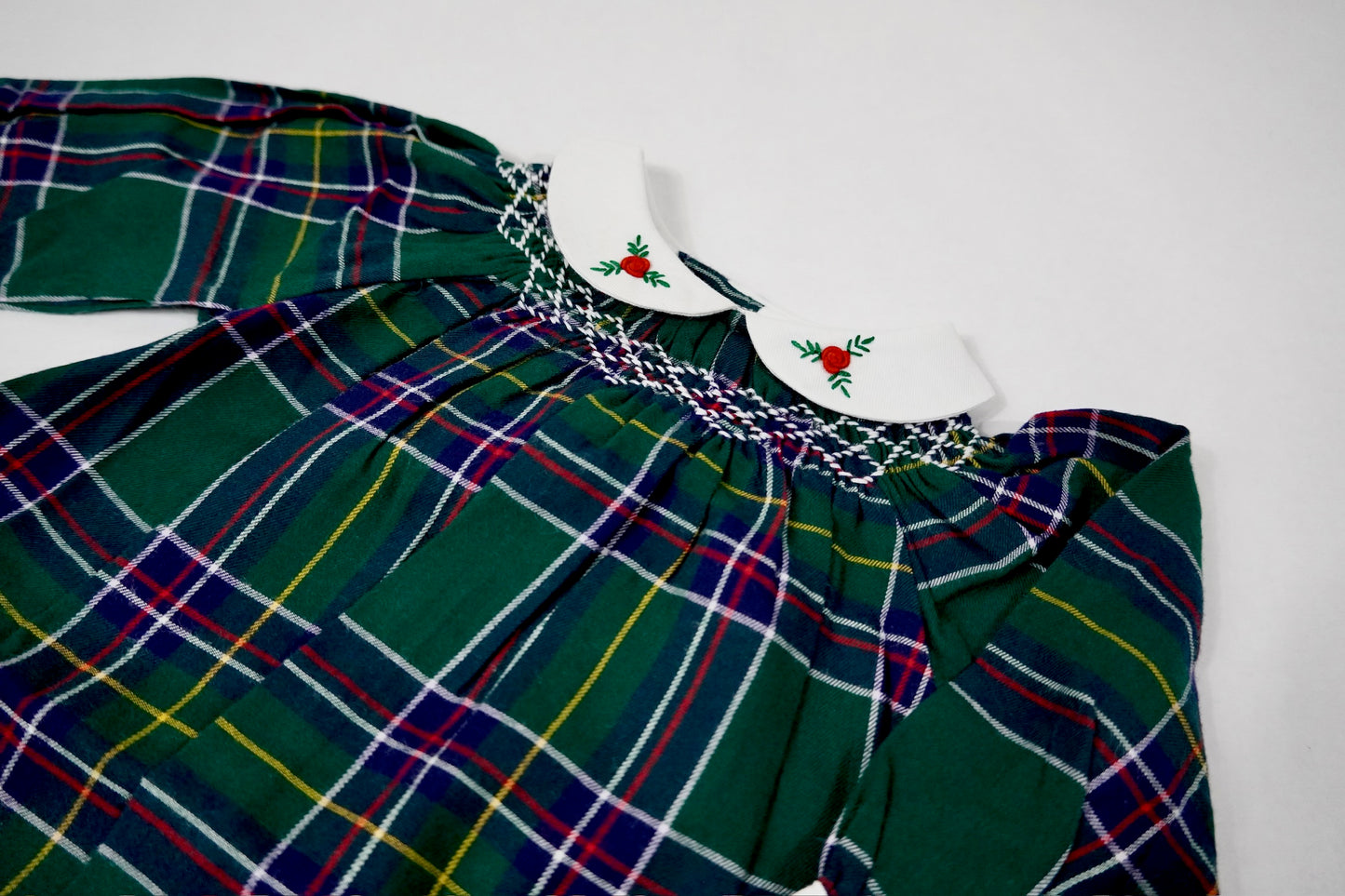 Green Plaid Smocked Dress Set