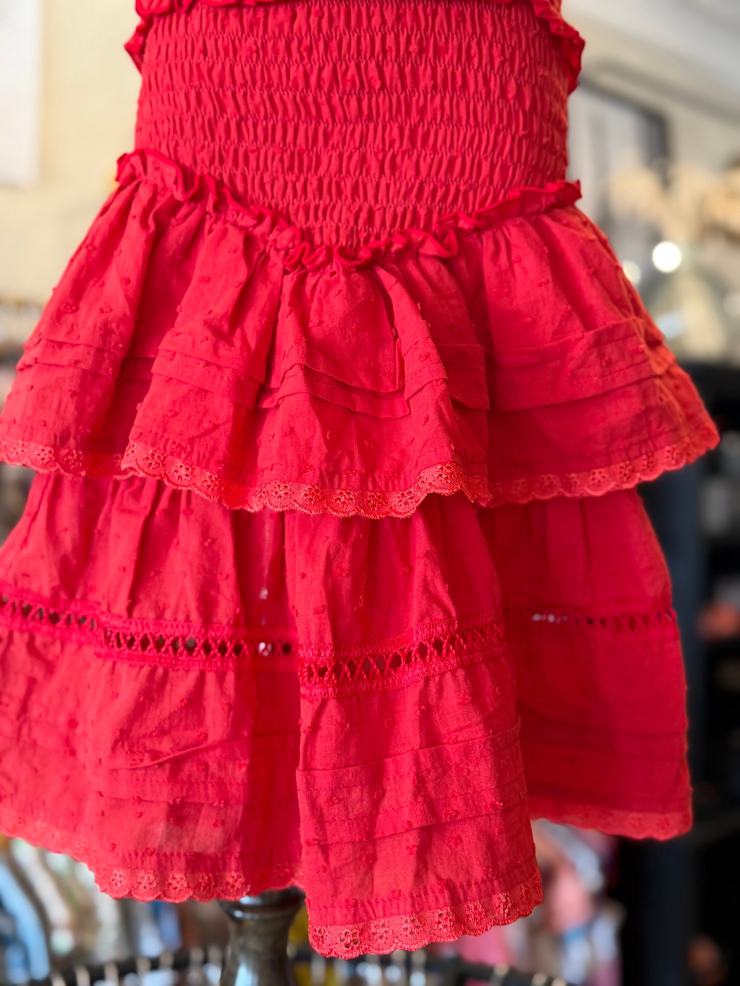 Claudia Dress - Red Swiss Dot