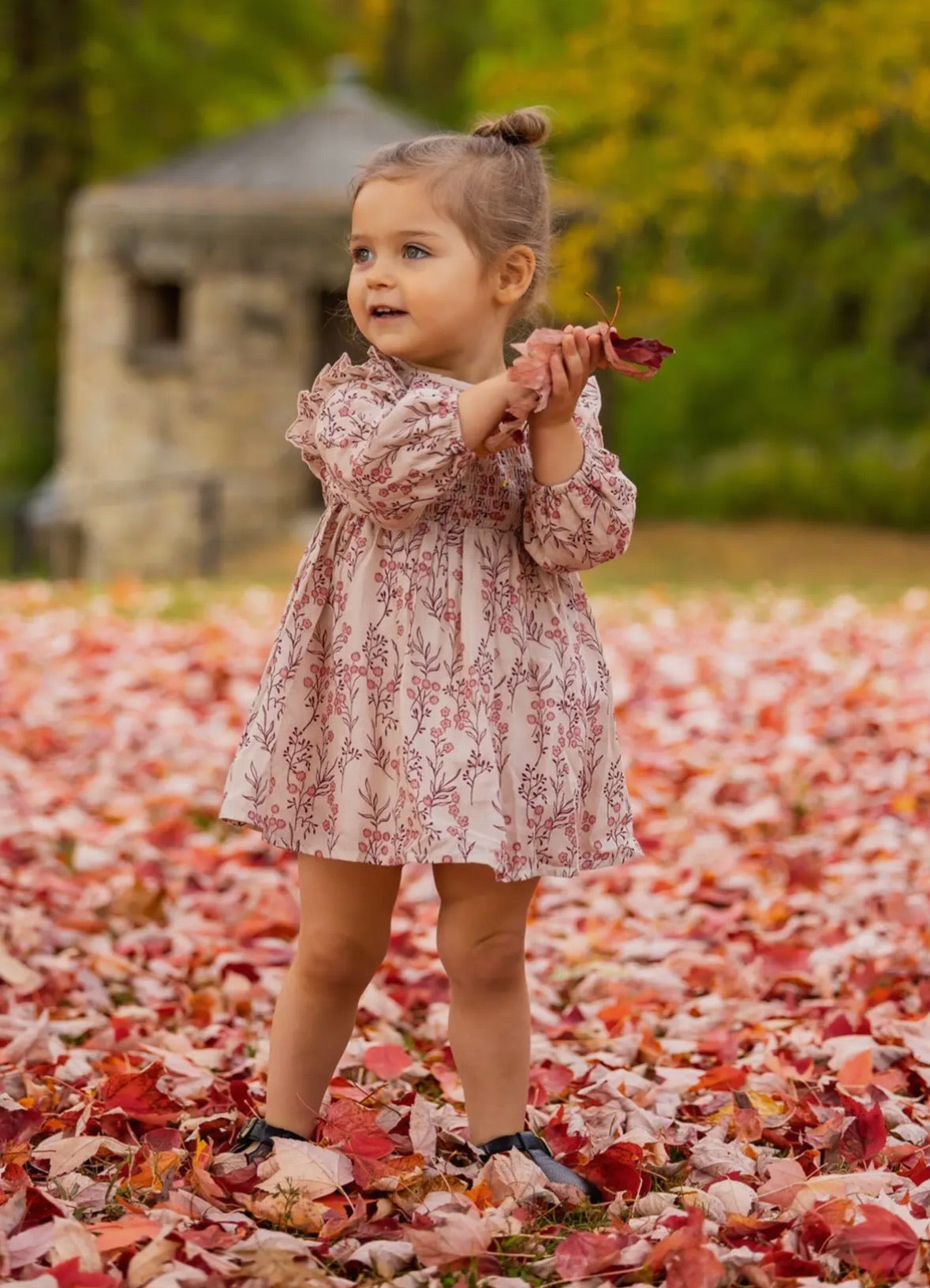 Autumn Floral Tan Dress