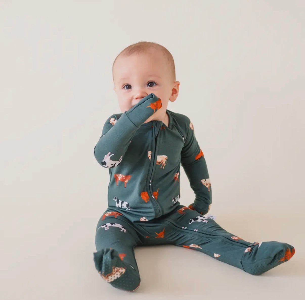 Green Cow Baby Pajamas