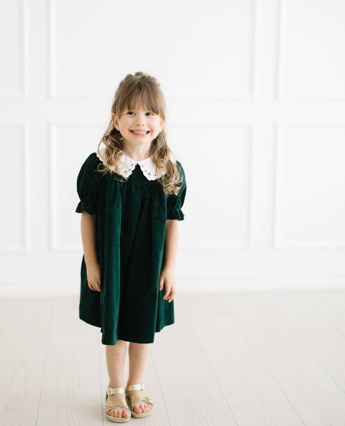 Green Holly Jolly Velvet Miller Dress