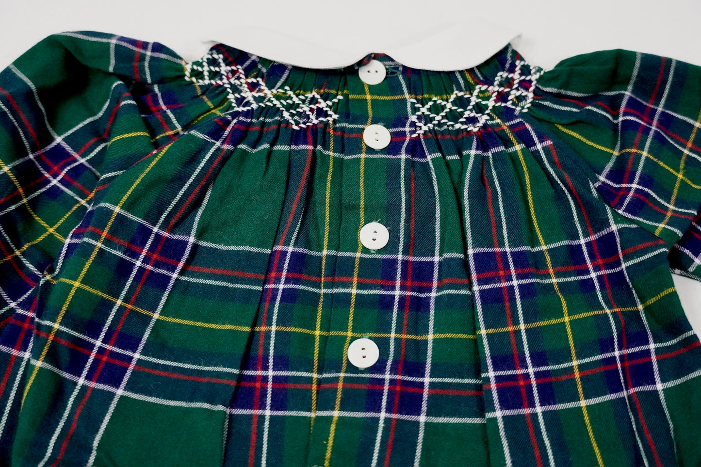 Green Plaid Smocked Dress Set