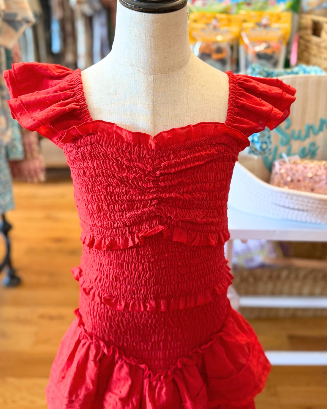 Claudia Dress - Red Swiss Dot