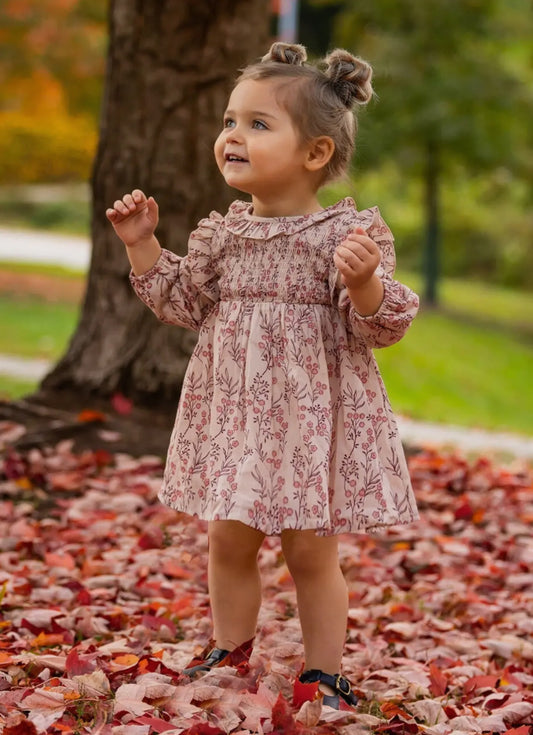 Autumn Floral Tan Dress