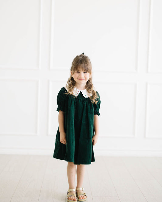 Green Holly Jolly Velvet Miller Dress