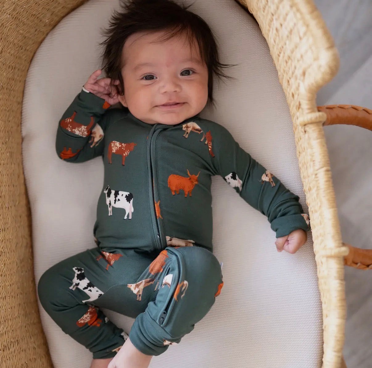 Green Cow Baby Pajamas