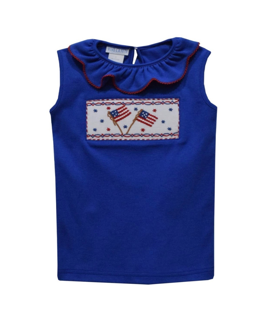 Flags & Fireworks Royal Blue Scallop Collar Girls Top