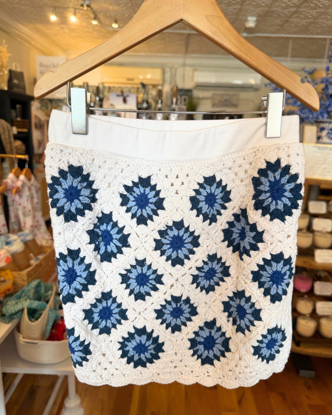 Crochet Blue White Diamond Set