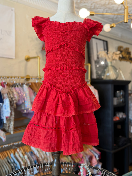Claudia Dress - Red Swiss Dot