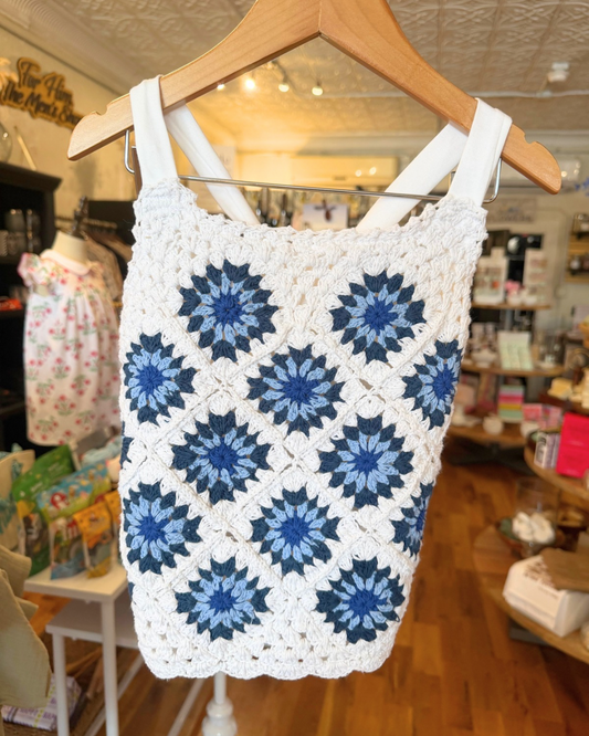 Crochet Blue White Diamond Set