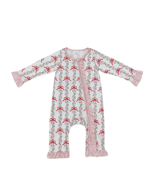 Christmas Red Bows and Ruffles Romper