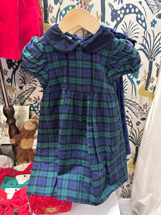 Green Navy Plaid Dress - No Sash