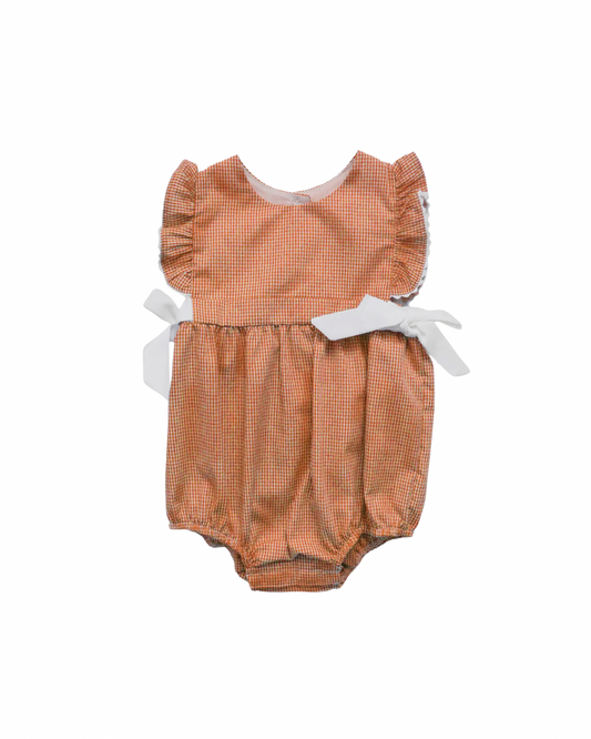 Orange Bubble with White Bows & Ruffle Sleeves