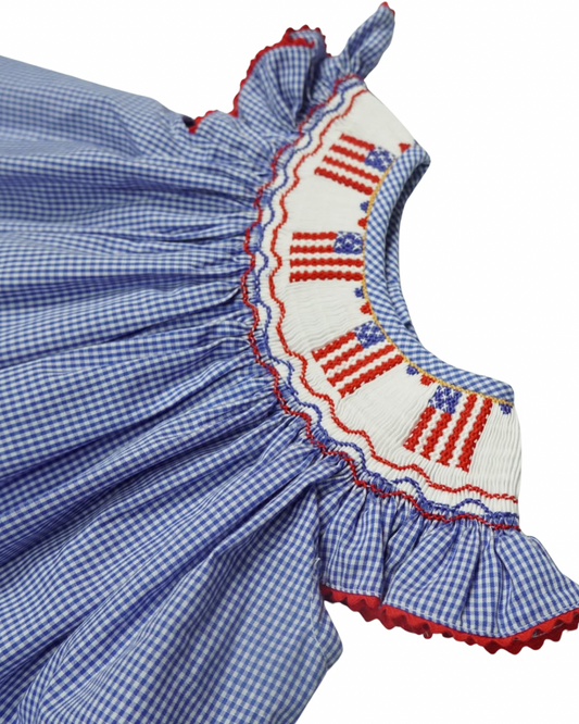 Americana Smocked Bishop Dress