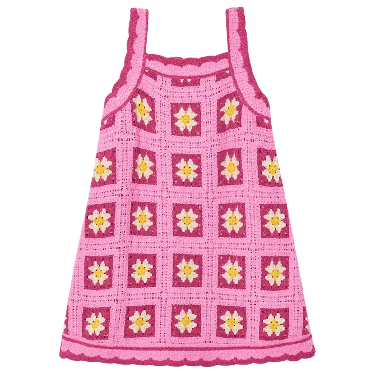 Crochet Dress Pink and Yellow