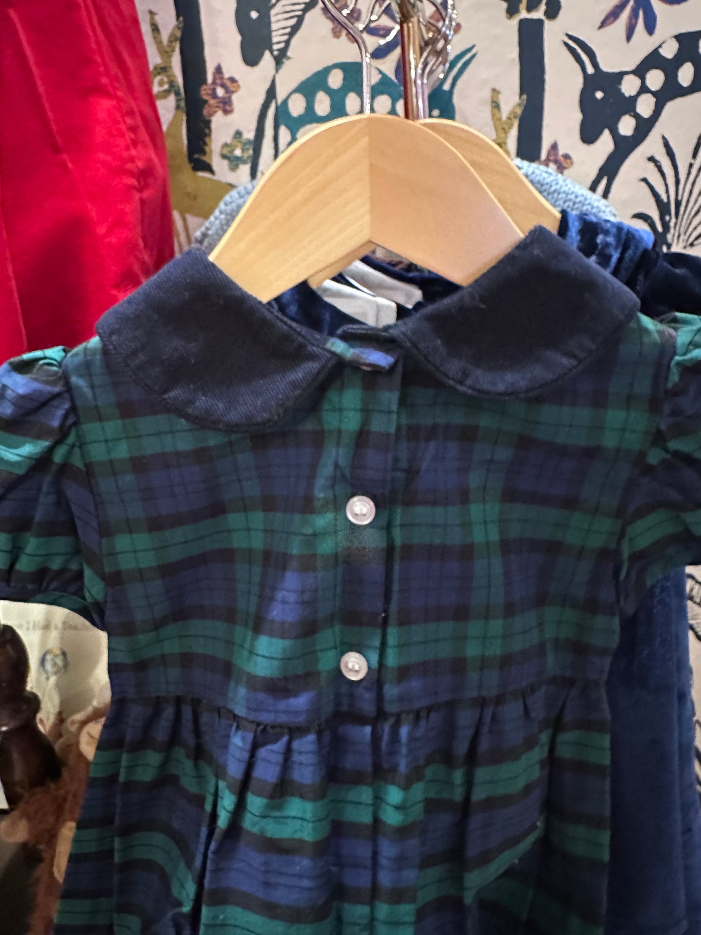 Green Navy Plaid Dress - No Sash