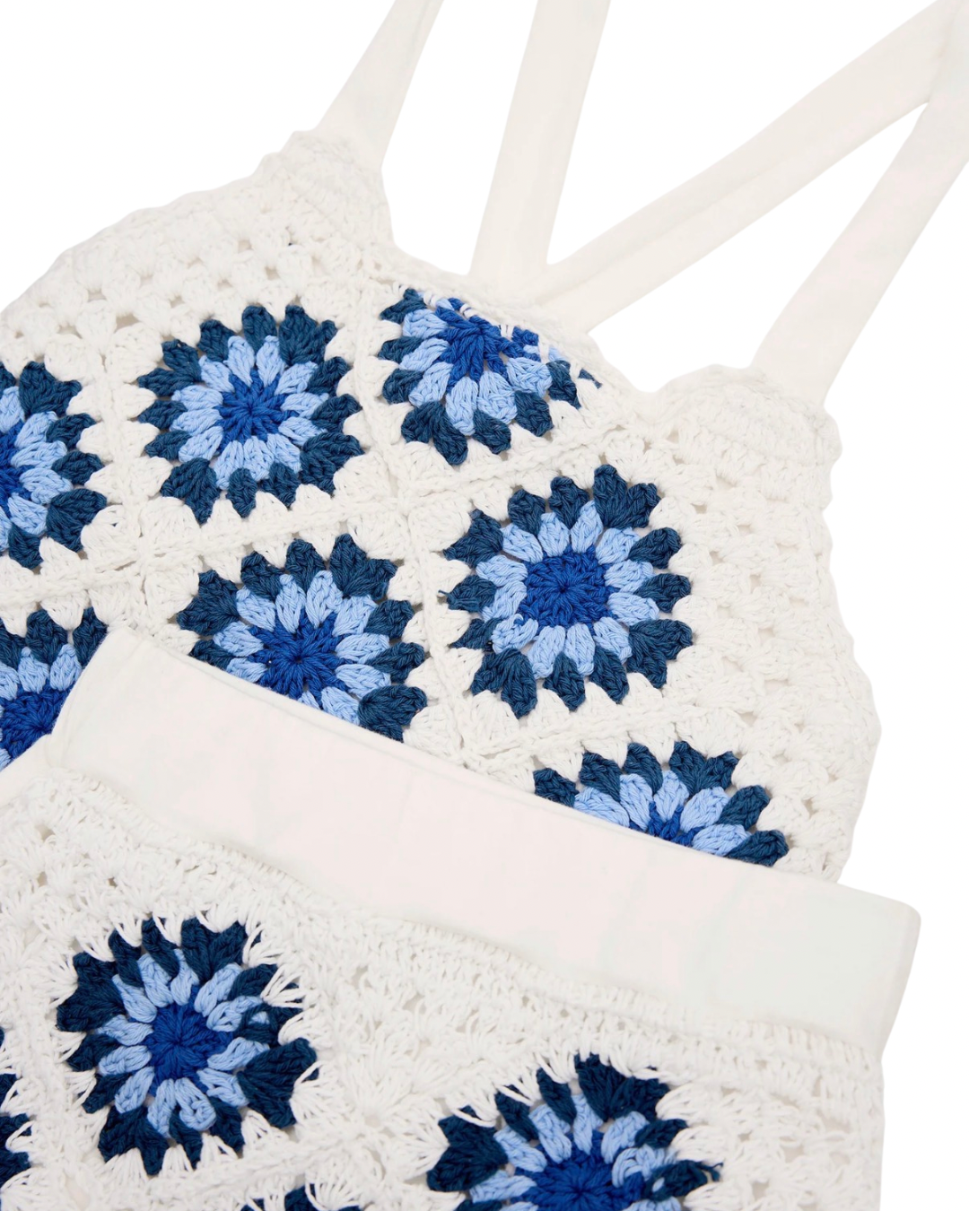 Crochet Blue White Diamond Set