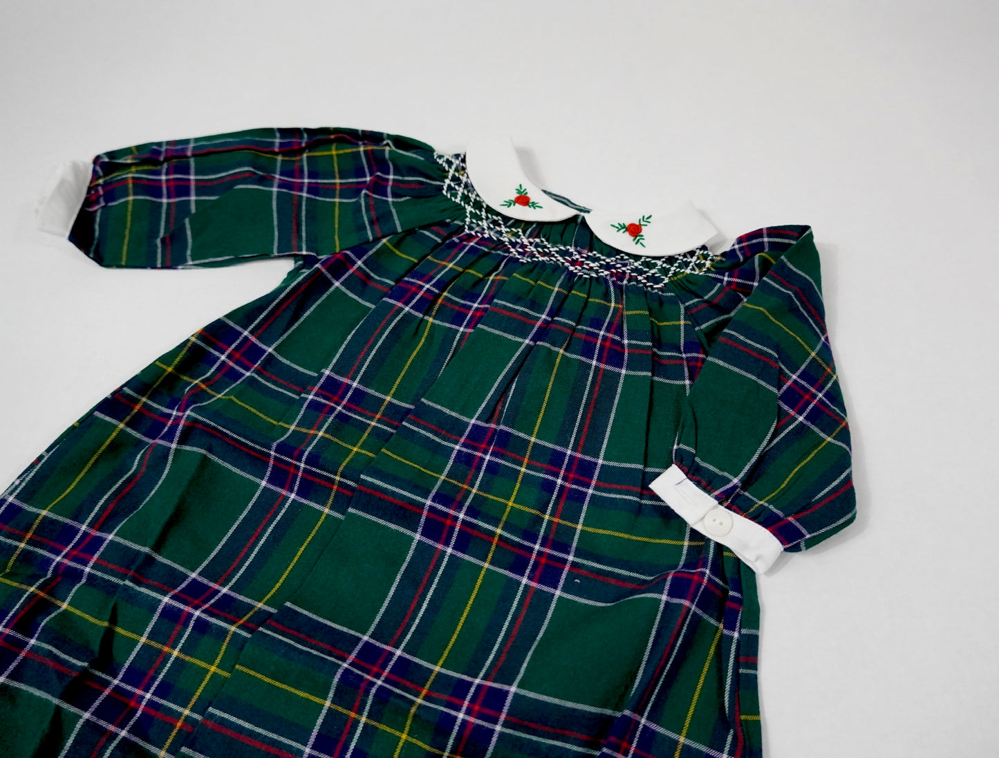 Green Plaid Smocked Dress Set