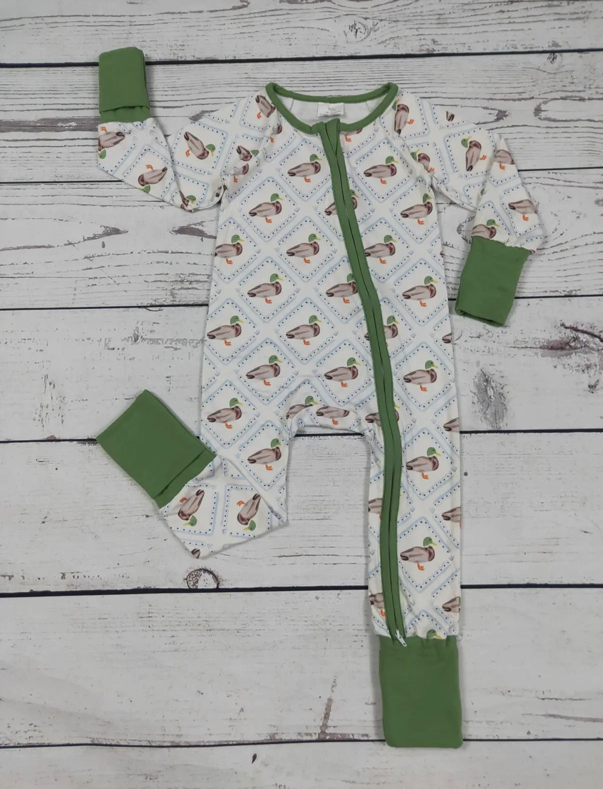 Long Sleeve Plaid Duck Onesie