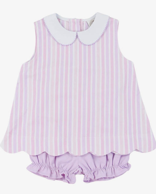 Charlotte Seaside Stripe Scalloped Set