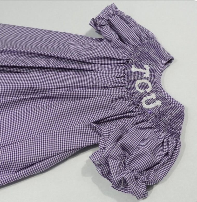 TCU Smocked Bishop Dress