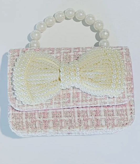 Pearl Bow Purse - Pink
